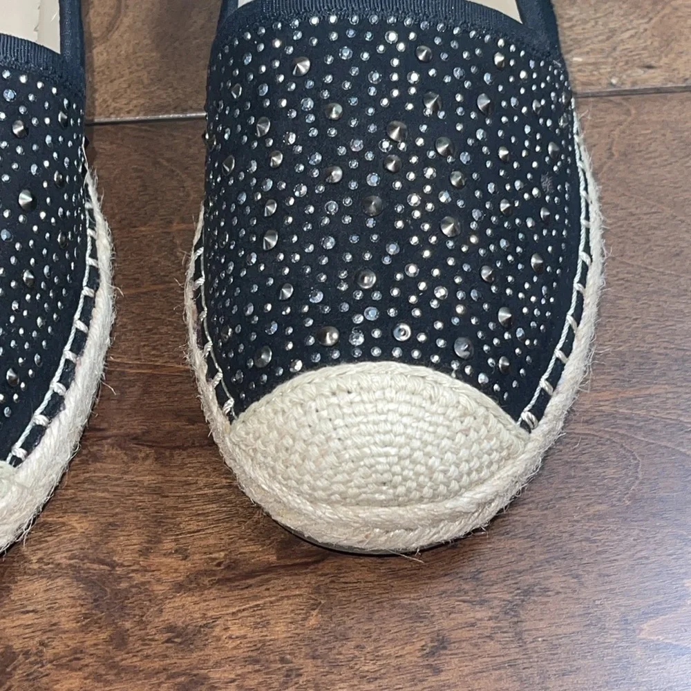 Franco Sarto Black Suede Leather Fabric twilight Espadrilles Sz. 10